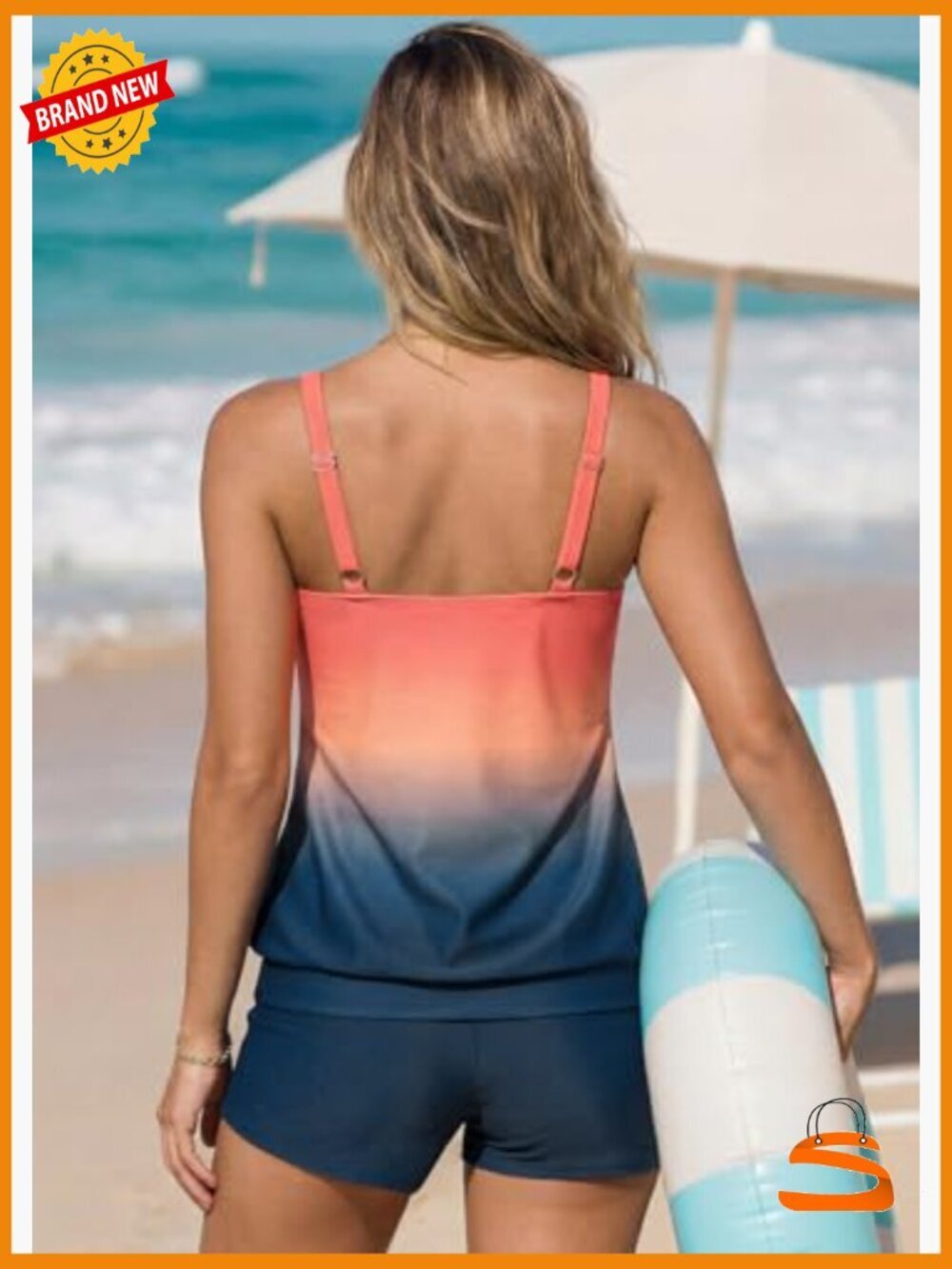 Tummy Control Tankini Swimsuit Set with Boyshorts - Picture 3 of 7
